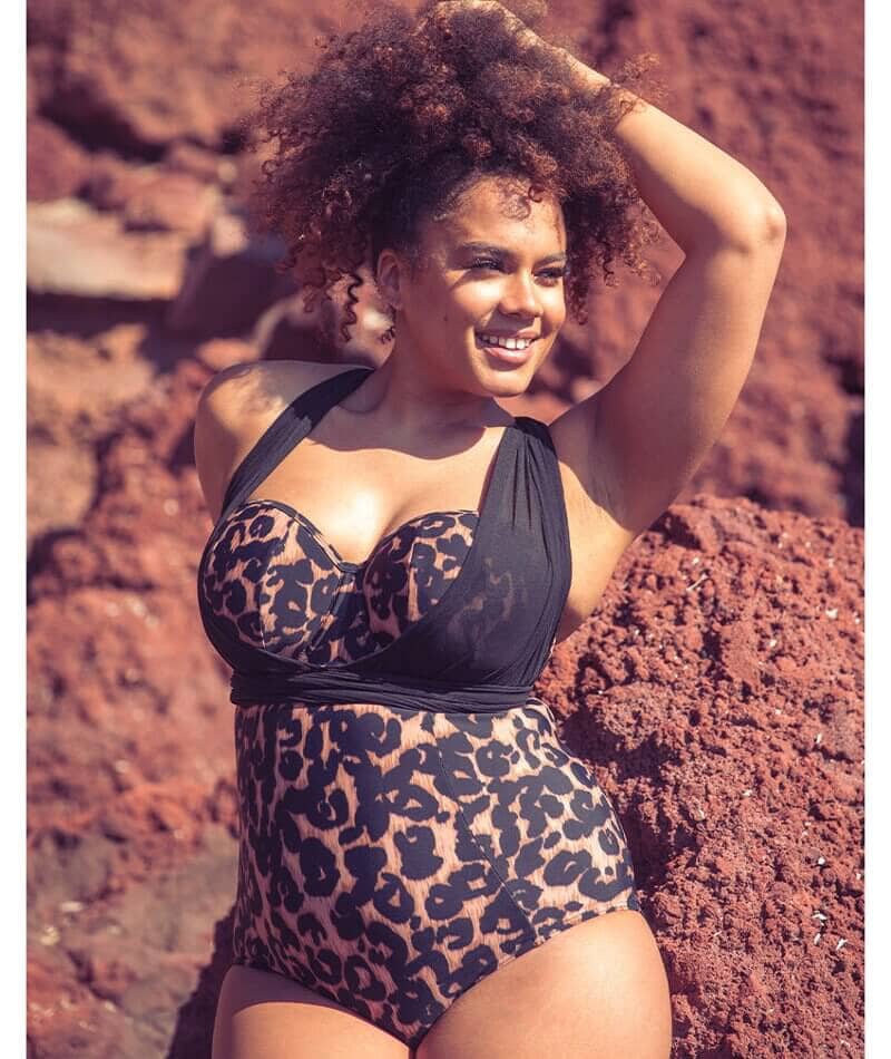 Curvy Kate Wrapsody Bandeau One Piece Swimsuit - Leopard Print - Image 8