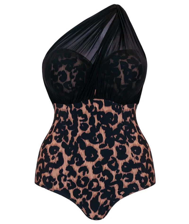 Curvy Kate Wrapsody Bandeau One Piece Swimsuit - Leopard Print - Image 9