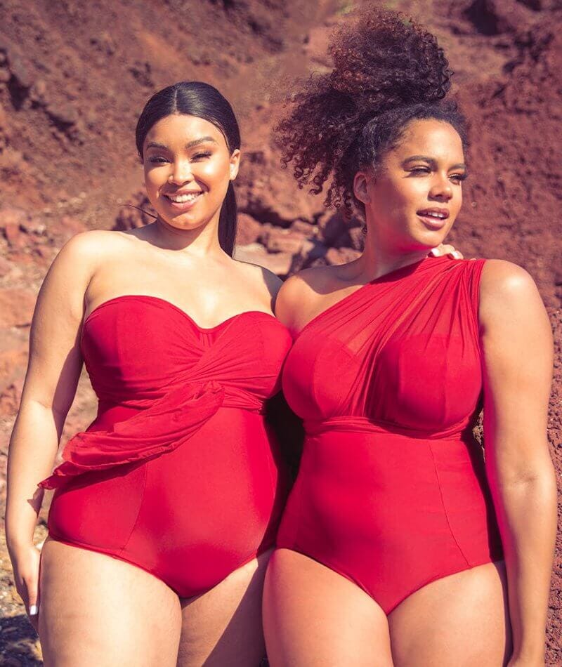 Curvy Kate Wrapsody Bandeau One Piece Swimsuit - Red - Image 5