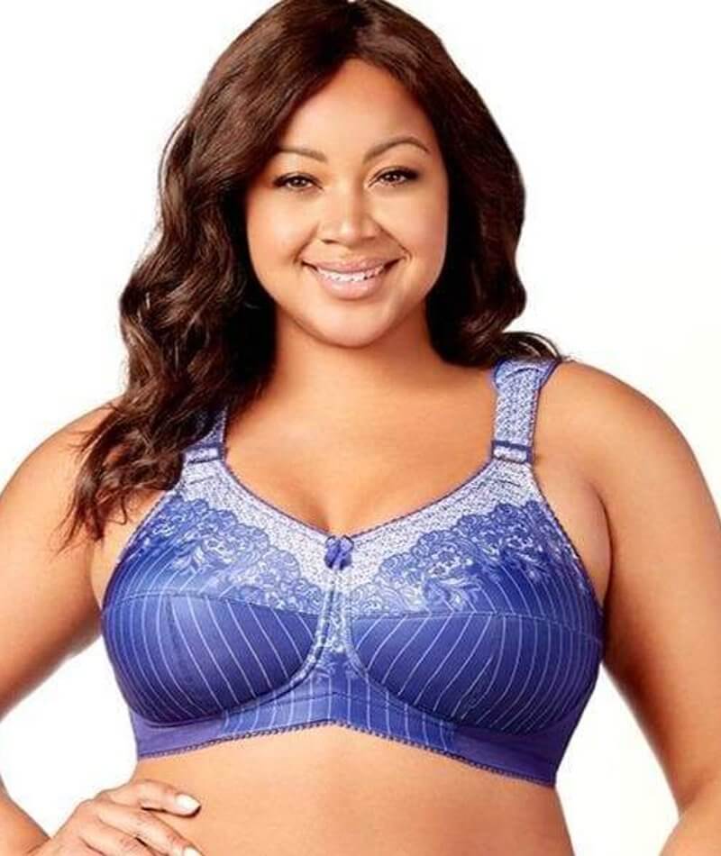 Elila Printed Full Coverage Wire-free Bra - Blue White