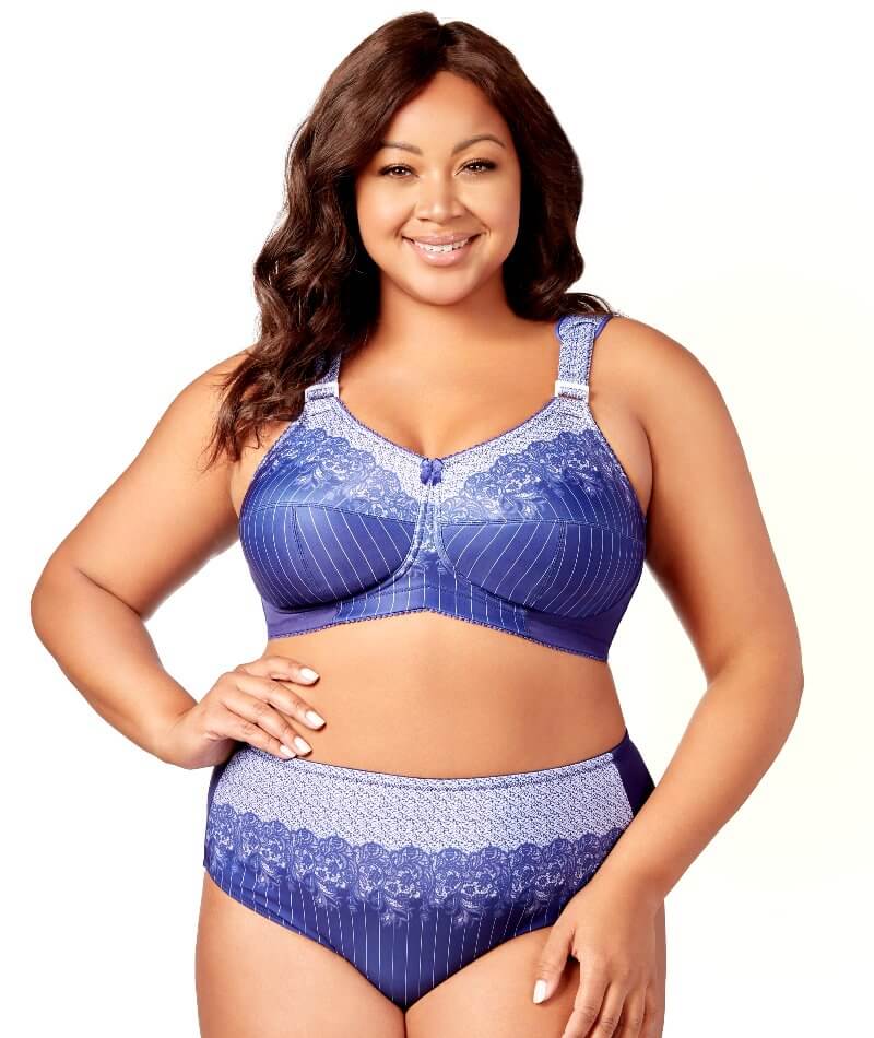 Elila Printed Full Coverage Wire-free Bra - Blue White - Image 3