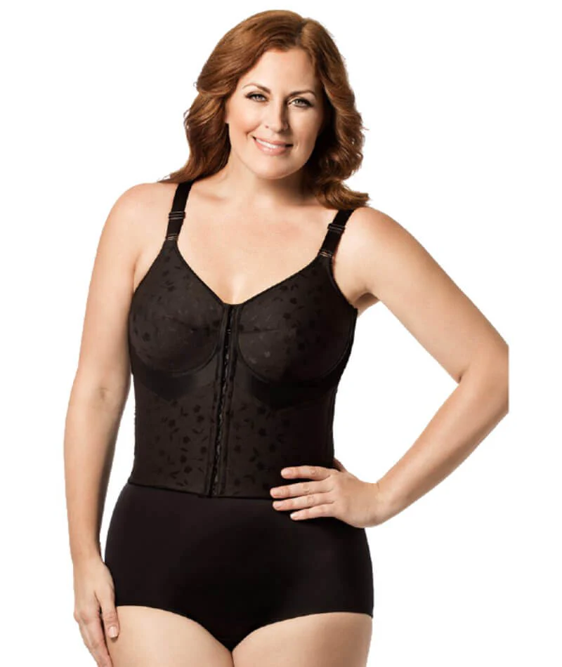 Elila Wire-free Front Opening Longline Bra - Black - Image 3