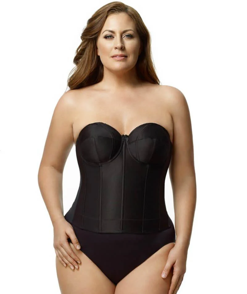 Elila Underwired Satin Strapless Longline - Black - Image 3