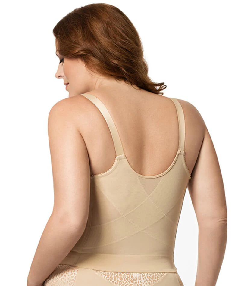 Elila Wire-free Front Opening Longline Bra - Nude - Image 2