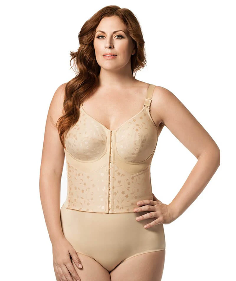 Elila Wire-free Front Opening Longline Bra - Nude - Image 3