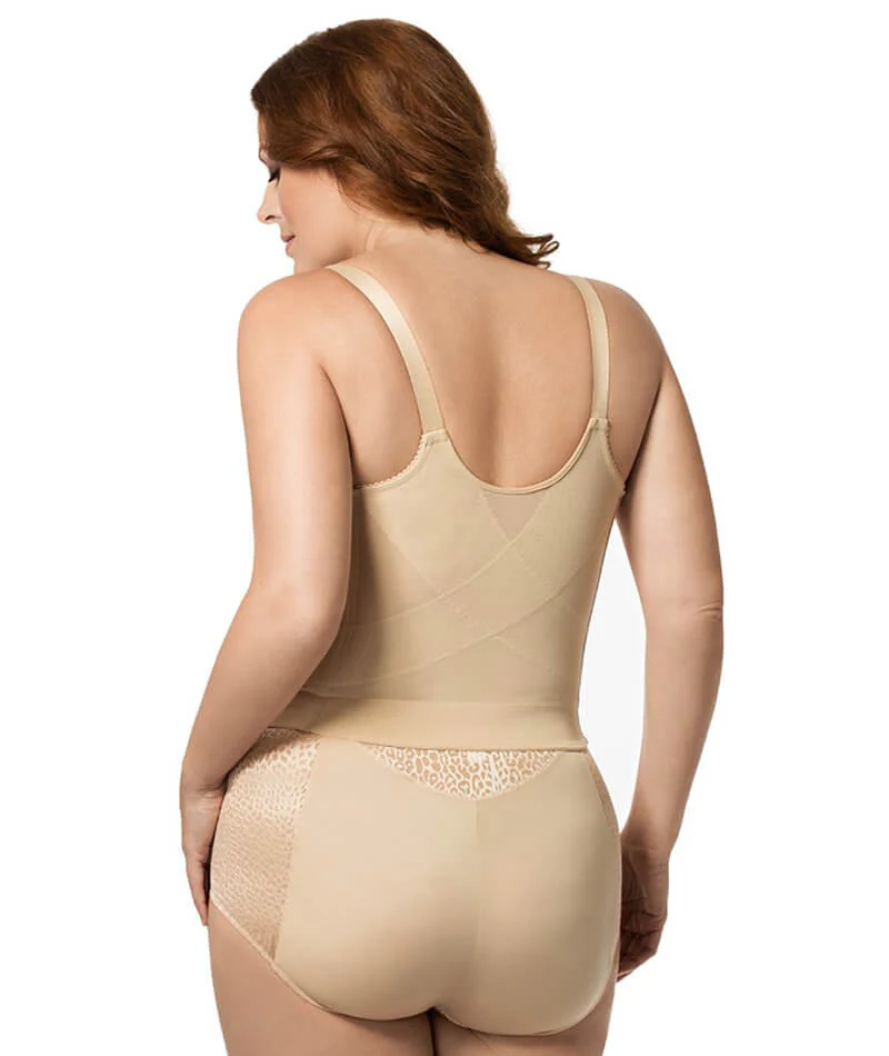 Elila Wire-free Front Opening Longline Bra - Nude - Image 4