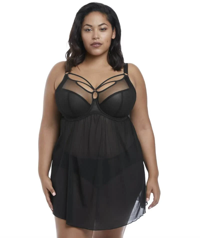 Elomi Sachi Black Underwired Babydoll - Black - Image 4