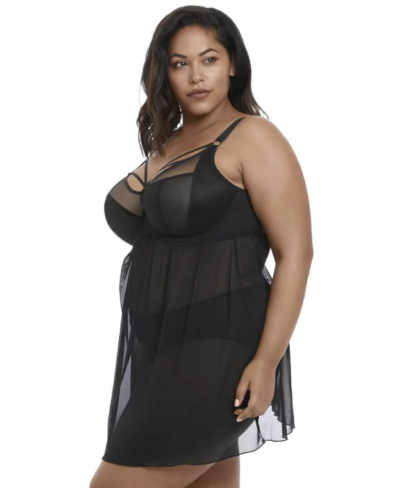 Elomi Sachi Black Underwired Babydoll - Black - Image 5