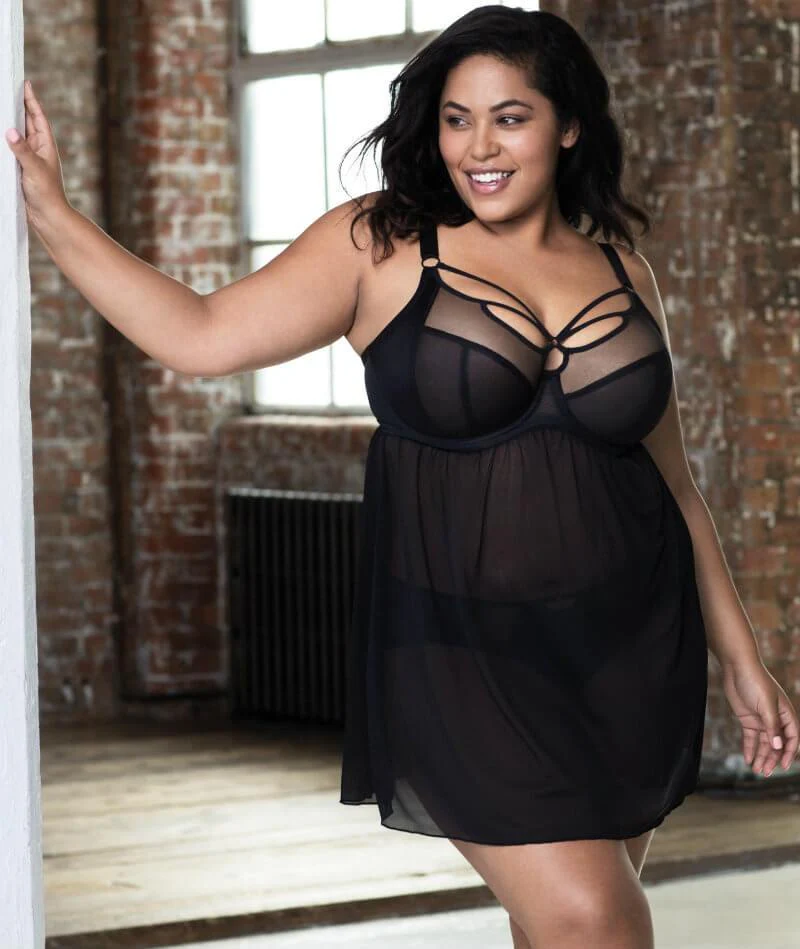 Elomi Sachi Black Underwired Babydoll - Black - Image 6