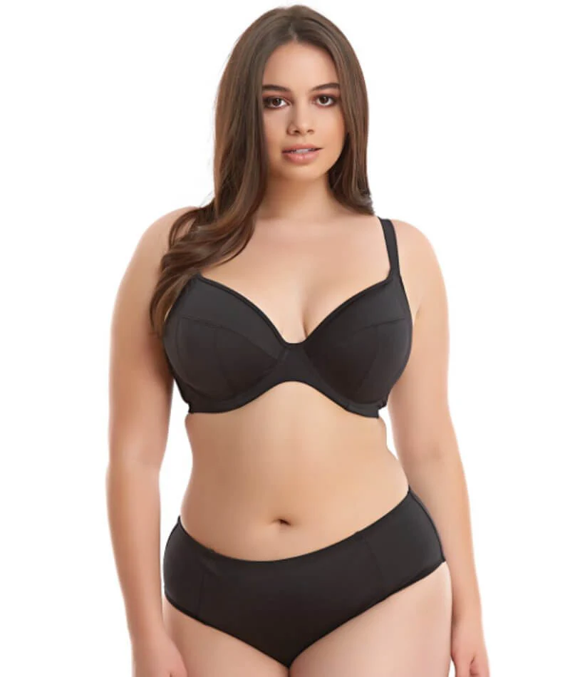 Elomi Swim Essentials Underwired Plunge Bikini Top - Black - Image 3