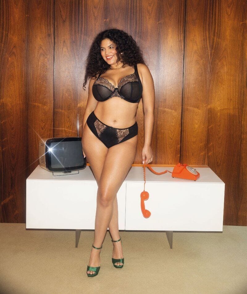 Elomi Teagan High Leg Brief - Black/Almond - Image 4