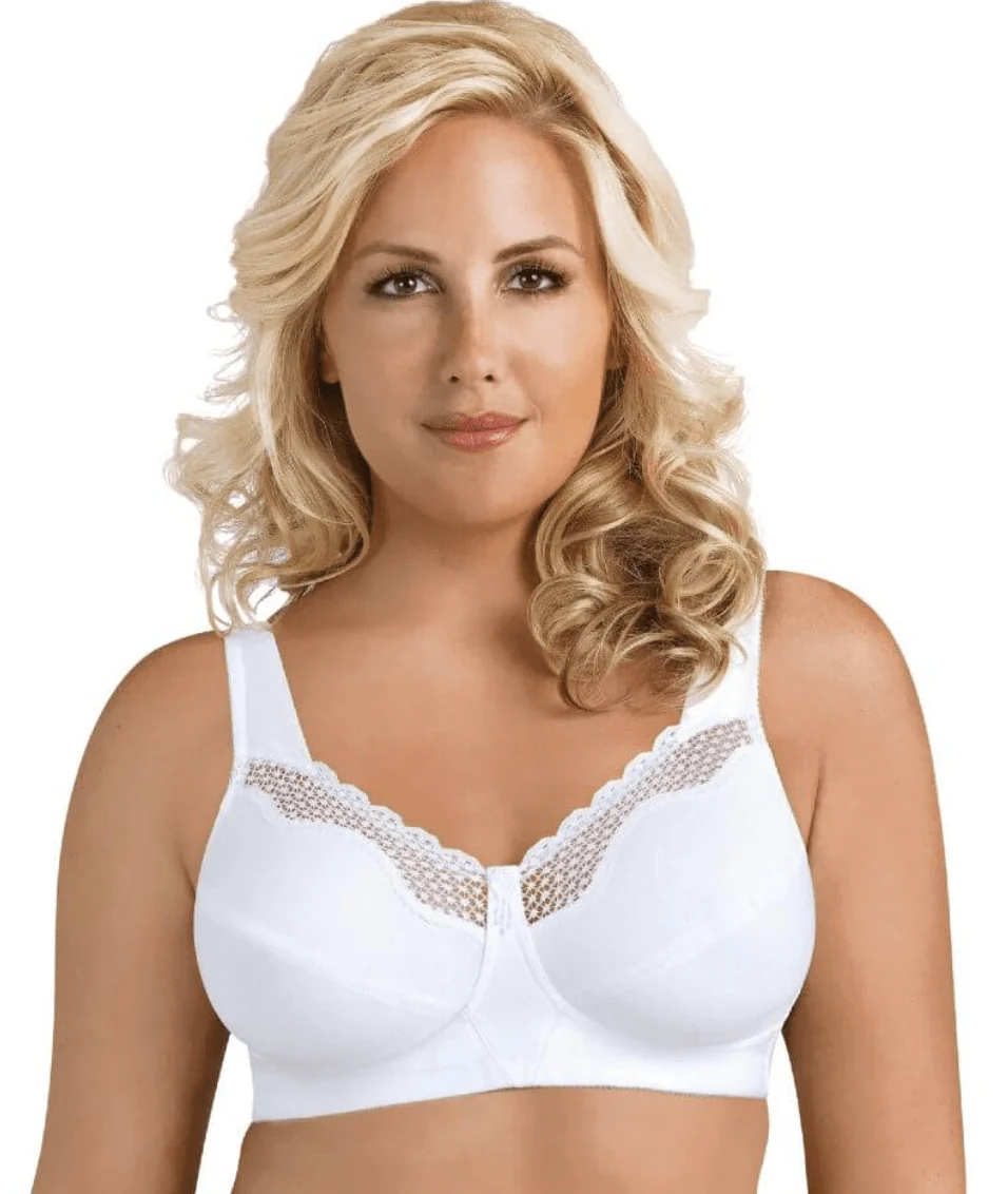 Exquisite Form Fully Cotton Soft Cup Wire-free Bra With Lace - Damask Neutral - Image 3
