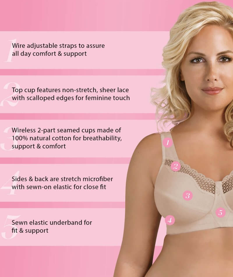 Exquisite Form Fully Cotton Soft Cup Wire-free Bra With Lace - Damask Neutral - Image 4