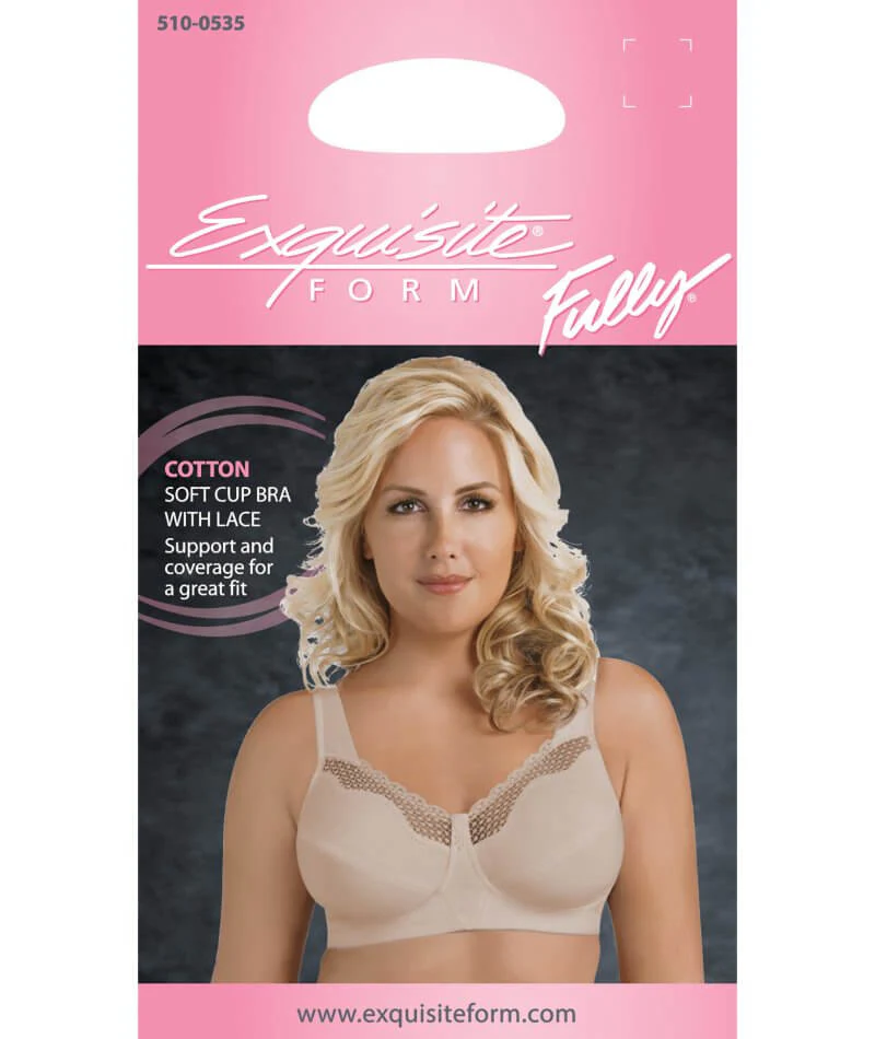 Exquisite Form Fully Cotton Soft Cup Wire-free Bra With Lace - Damask Neutral - Image 5