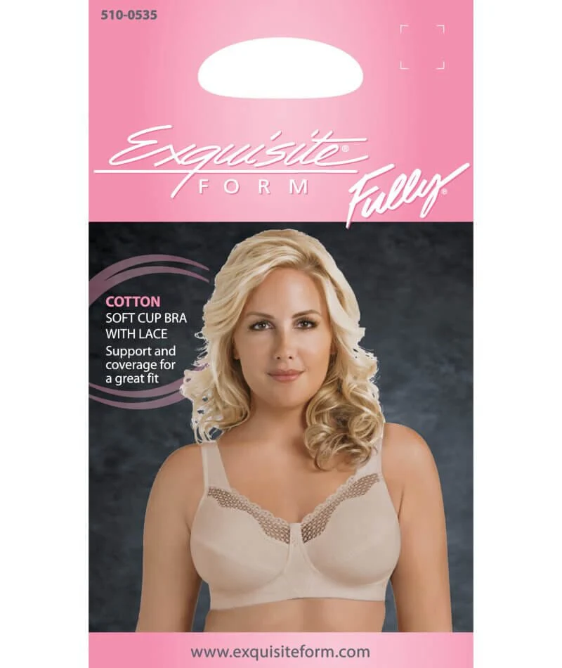 Exquisite Form Fully Cotton Soft Cup Wire-Free Bra With Lace 2 Pack - Damask Neutral/White - Image 8
