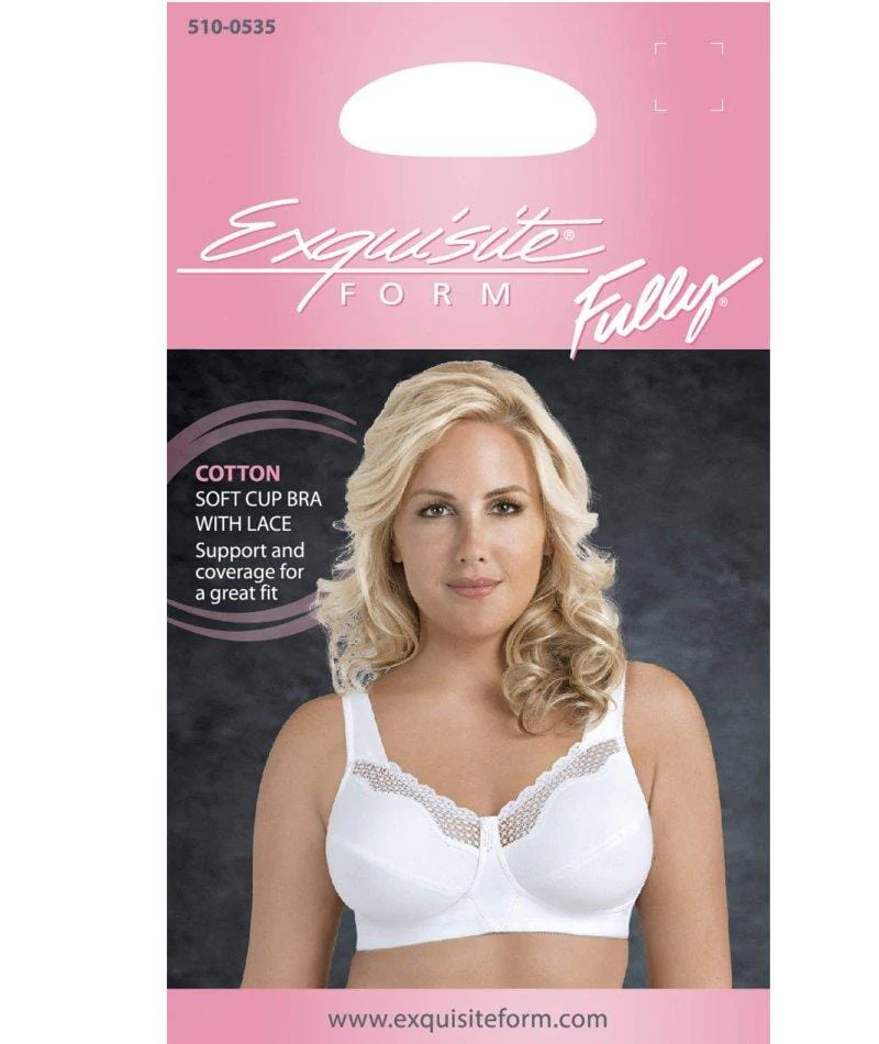 Exquisite Form Fully Cotton Soft Cup Wire-Free Bra With Lace 2 Pack - Damask Neutral/White - Image 9