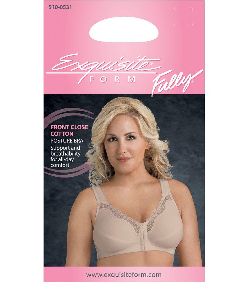 Exquisite Form Fully Front Close Wire-free Cotton Posture Bra With Lace - Nude - Image 11