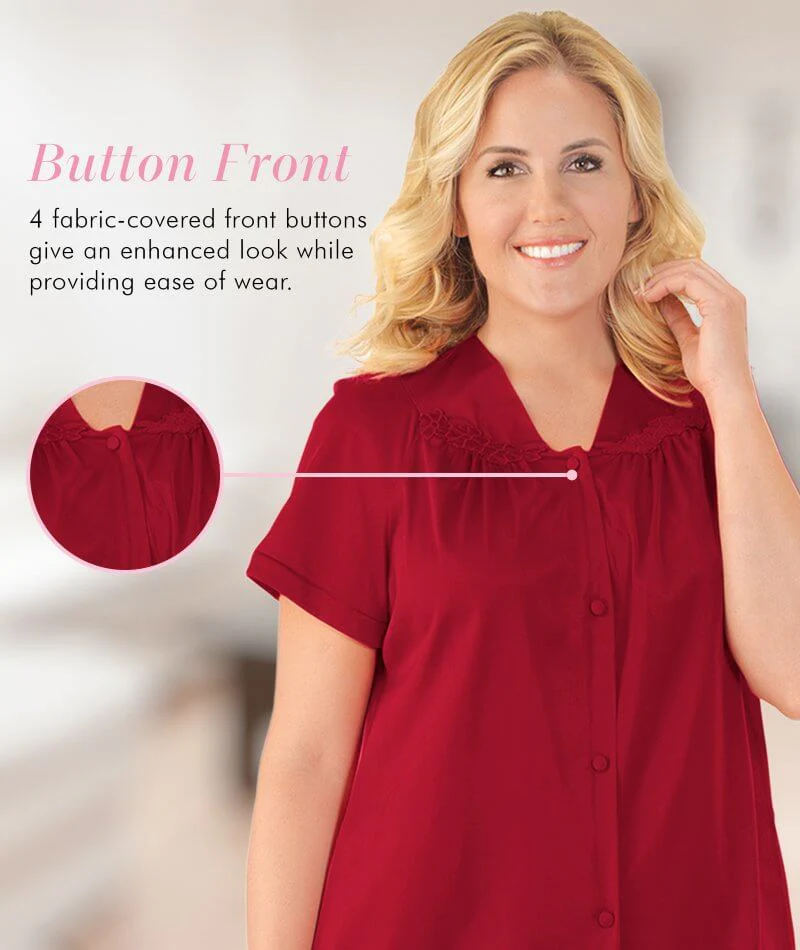 Exquisite Form Short Sleeve Pajamas Plus - Sangria - Image 2