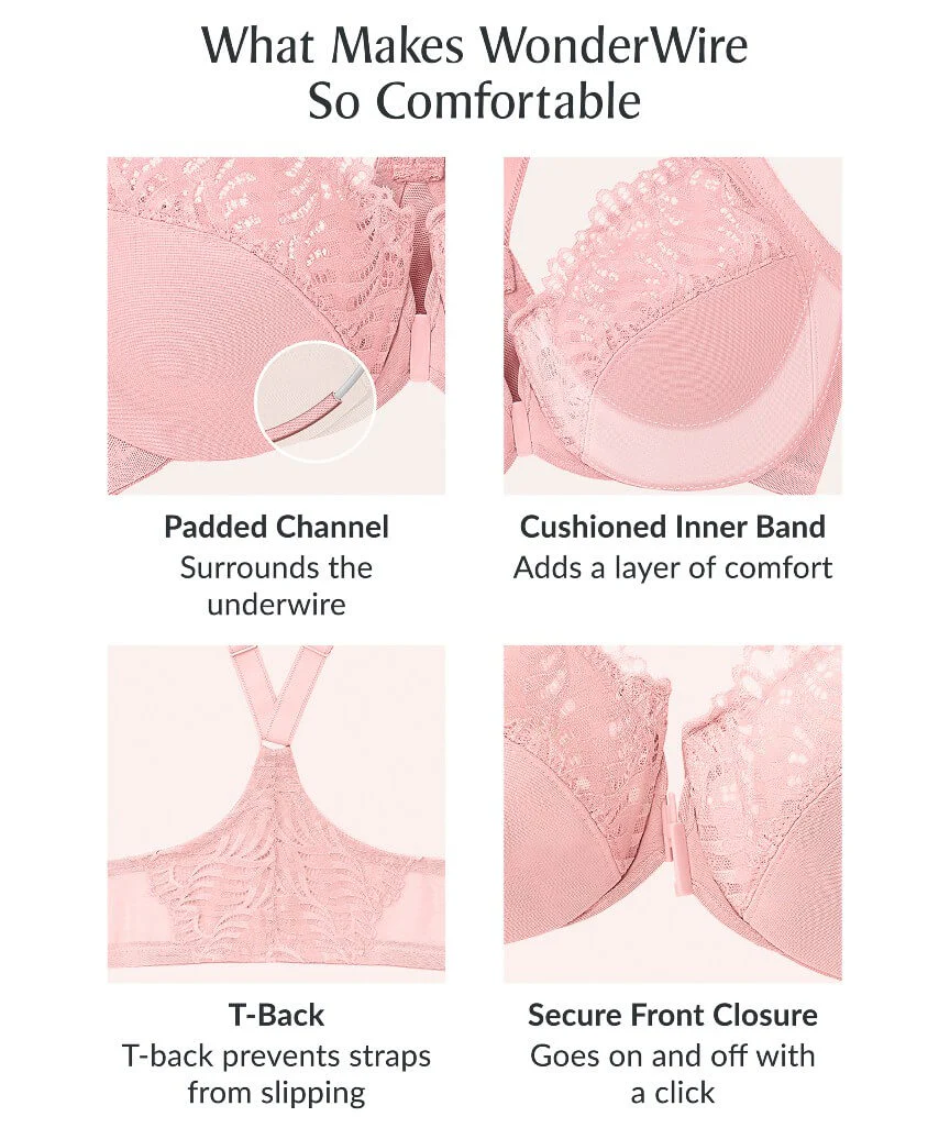 Glamorise Front-Closure T-Back WonderWire Bra - Soft Lilac - Image 6
