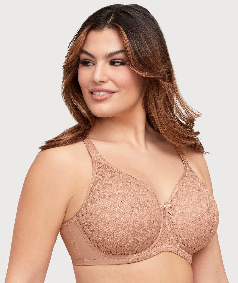 Glamorise Lace Comfort WonderWire Bra - Cappuccino - Image 3