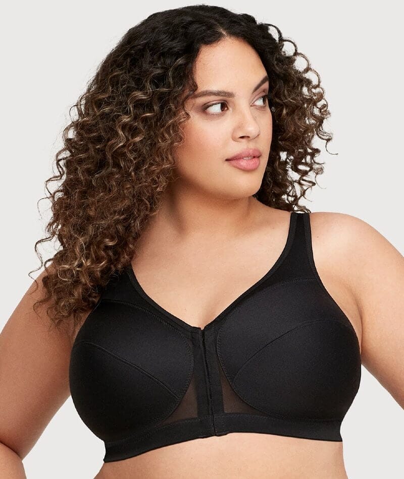 Glamorise MagicLift Front-Closure Wire-free Posture Back Bra - Black