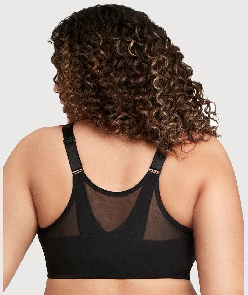 Glamorise MagicLift Front-Closure Wire-free Posture Back Bra - Black - Image 2