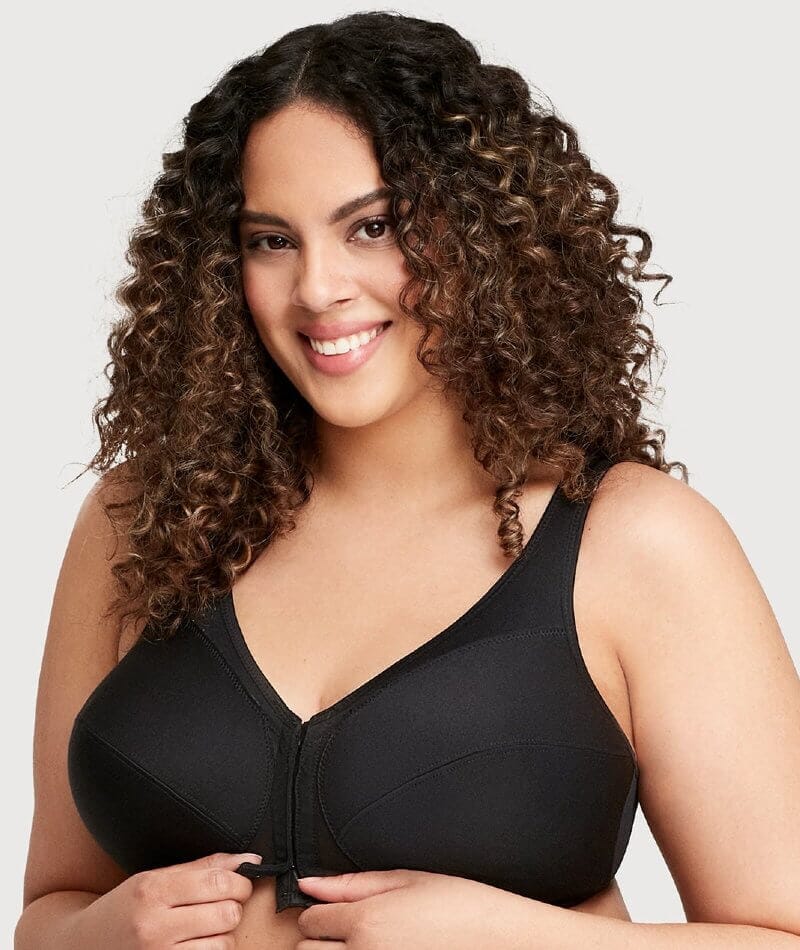 Glamorise MagicLift Front-Closure Wire-free Posture Back Bra - Black - Image 3