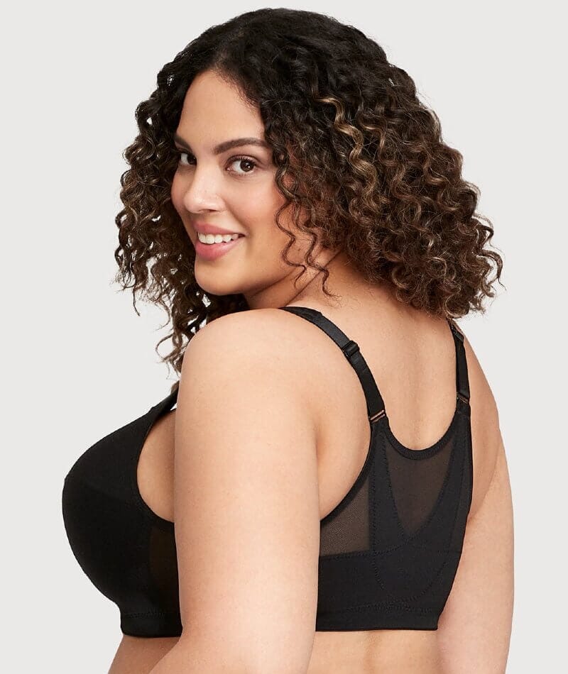 Glamorise MagicLift Front-Closure Wire-free Posture Back Bra - Black - Image 5