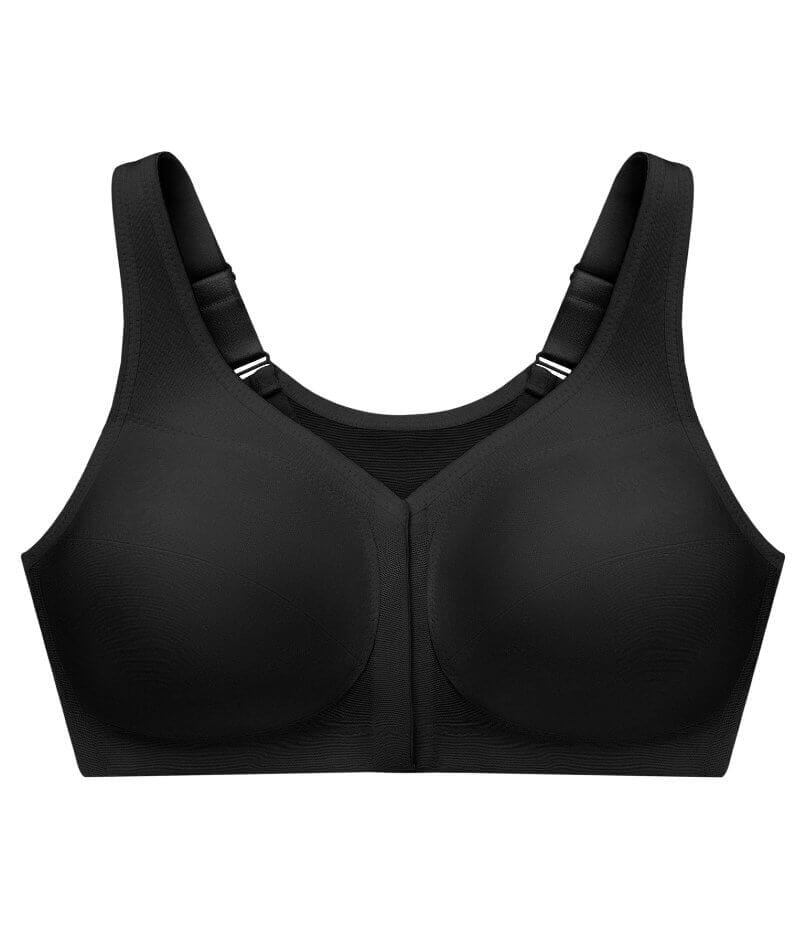 Glamorise MagicLift Front-Closure Wire-free Posture Back Bra - Black - Image 7