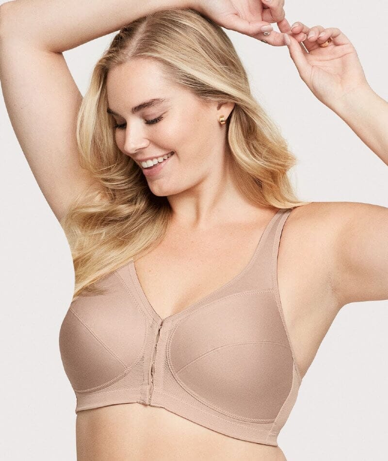 Glamorise MagicLift Front-Closure Wire-free Posture Back Bra - Cafe - Image 6
