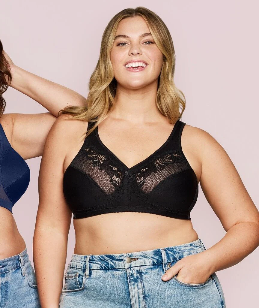 Glamorise MagicLift Wire-free Minimizer Bra - Black - Image 4