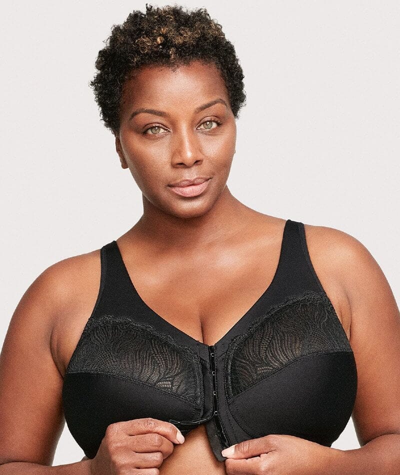 Glamorise MagicLift Natural Shape Front-Closure Wire-free Bra - Black - Image 3