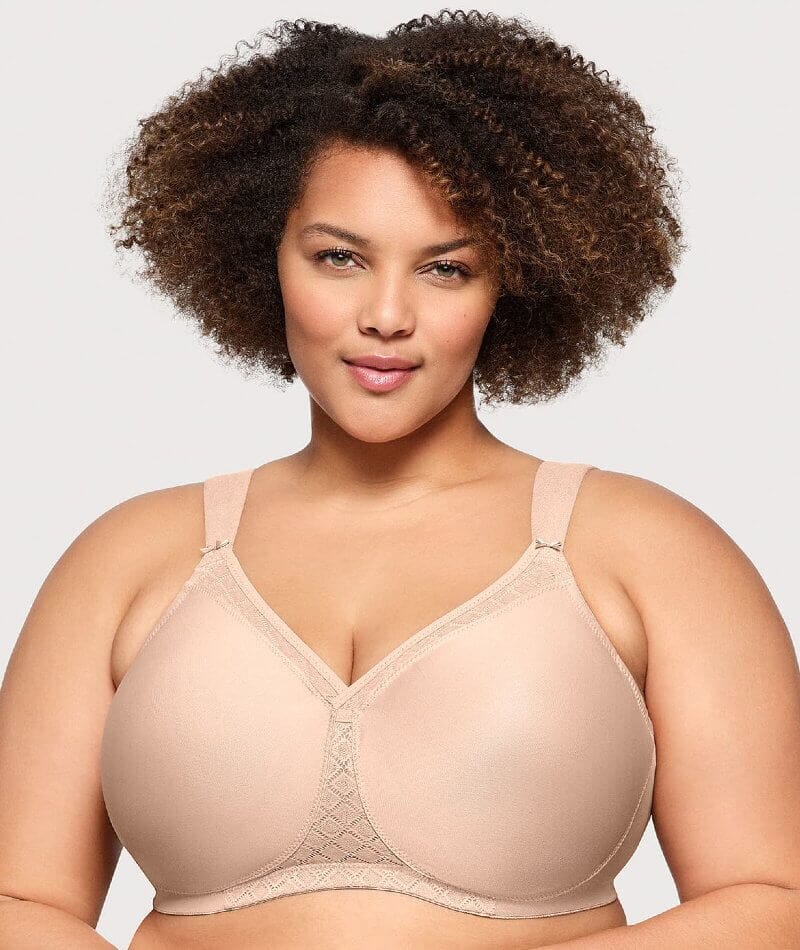 Glamorise MagicLift Seamless Wire-free Support T-Shirt Bra - Cafe