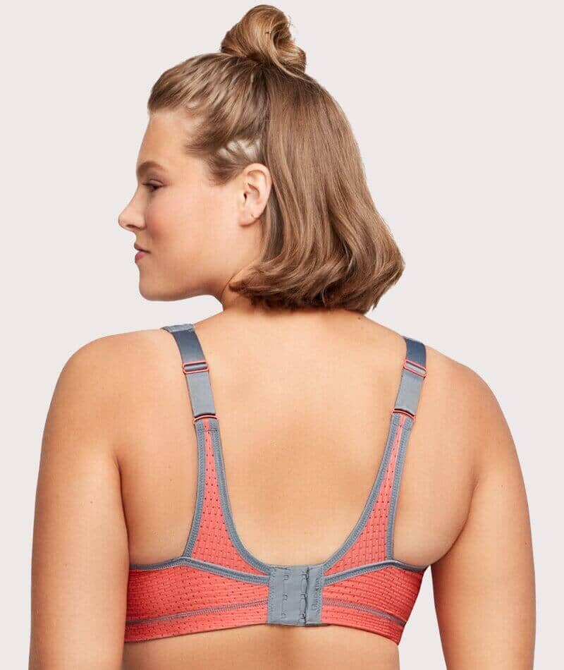 Glamorise No-Bounce Camisole Elite Wire-free Sports Bra - Gray/Coral - Image 2