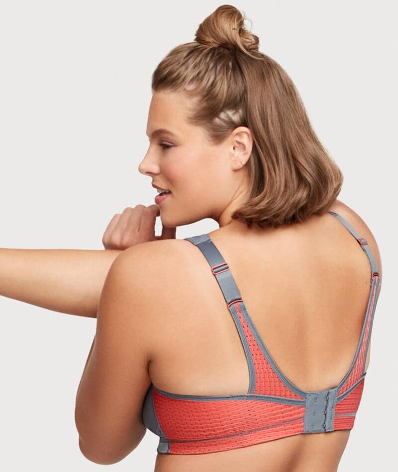 Glamorise No-Bounce Camisole Elite Wire-free Sports Bra - Gray/Coral - Image 4