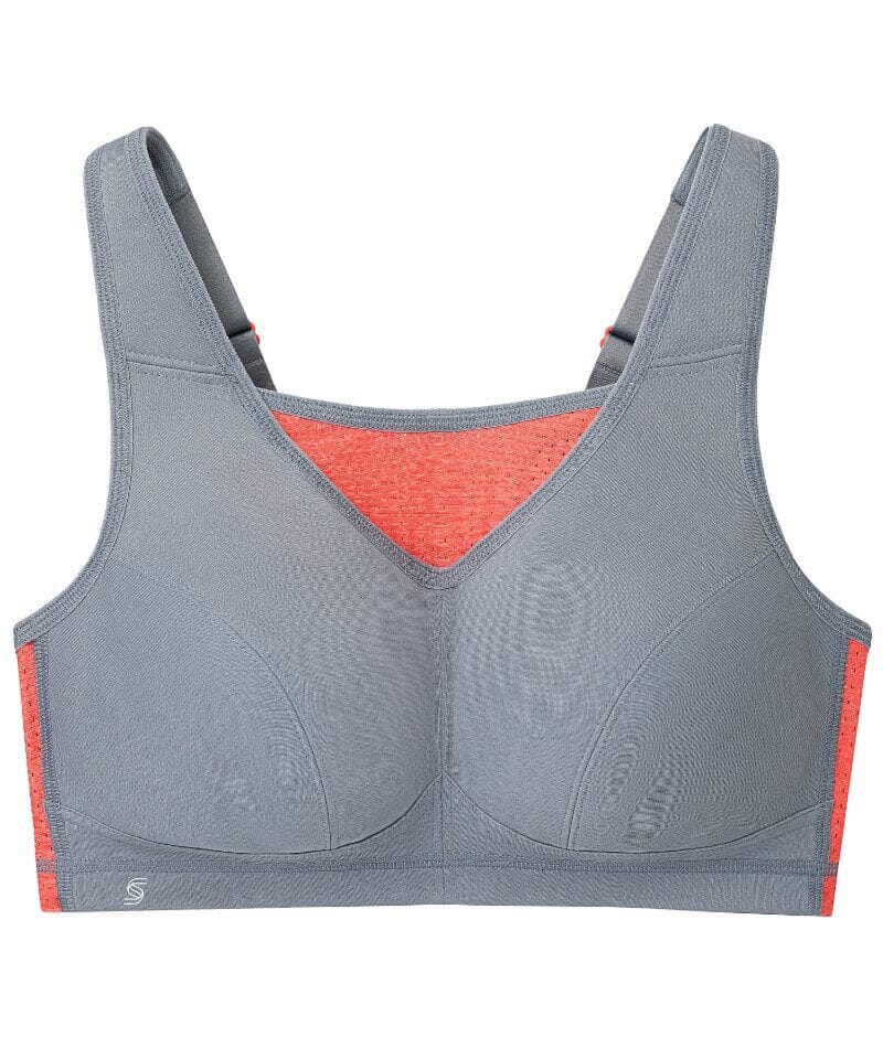 Glamorise No-Bounce Camisole Elite Wire-free Sports Bra - Gray/Coral - Image 7