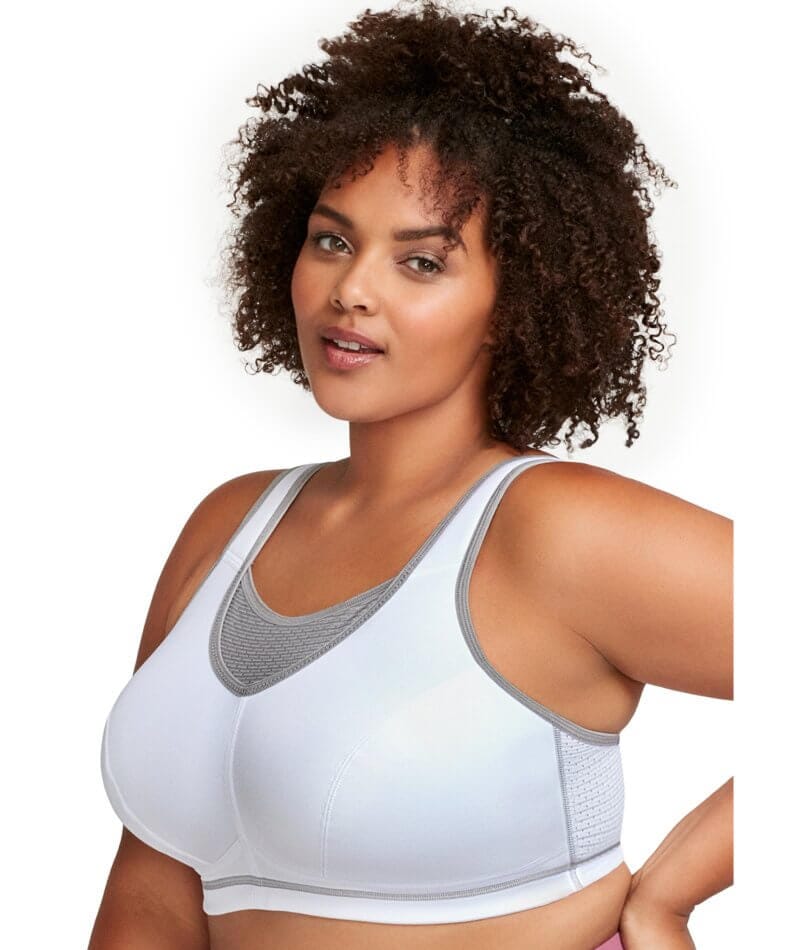 Glamorise No-Bounce Camisole Elite Wire-free Sports Bra - White/Gray - Image 3