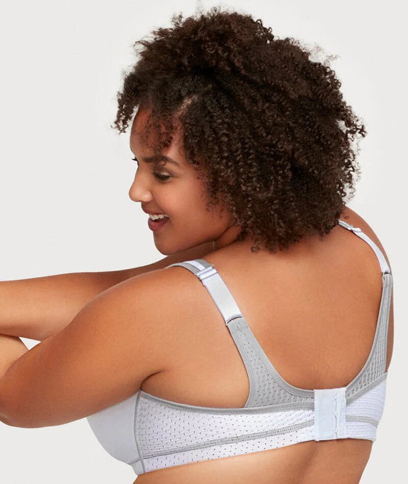 Glamorise No-Bounce Camisole Elite Wire-free Sports Bra - White/Gray - Image 4