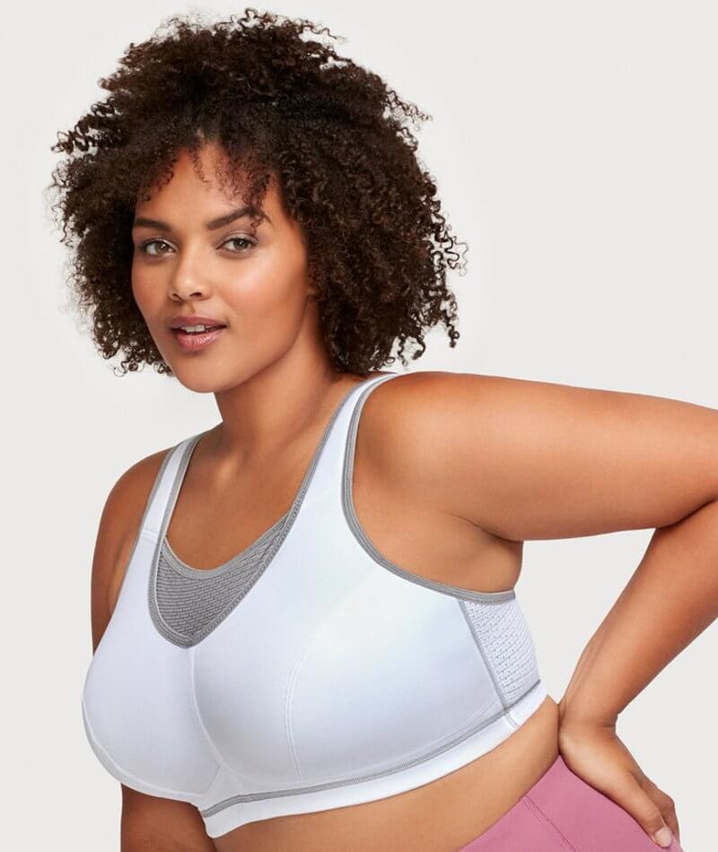 Glamorise No-Bounce Camisole Elite Wire-free Sports Bra - White/Gray - Image 5