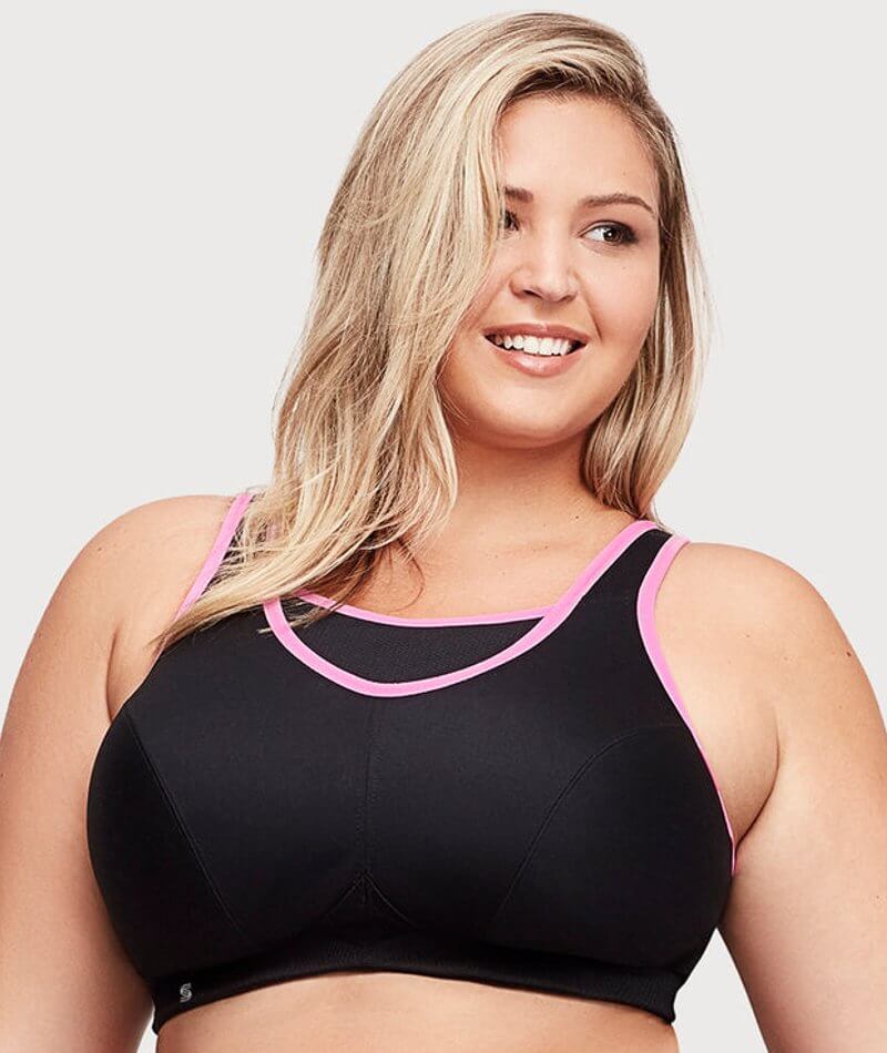 Glamorise No-Bounce Camisole Wire-free Sports Bra - Black/Pink