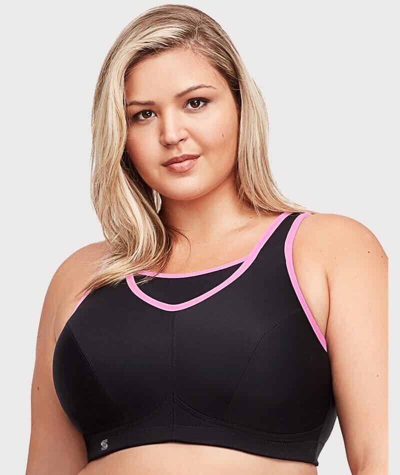 Glamorise No-Bounce Camisole Wire-free Sports Bra - Black/Pink - Image 3