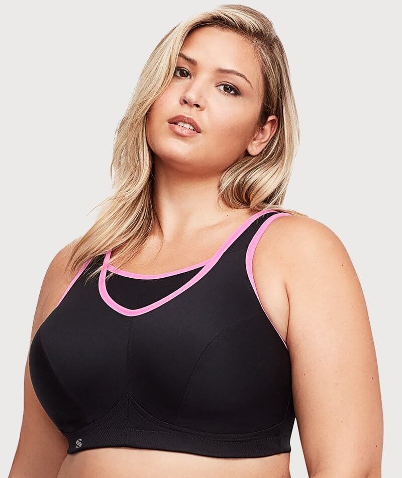 Glamorise No-Bounce Camisole Wire-free Sports Bra - Black/Pink - Image 5