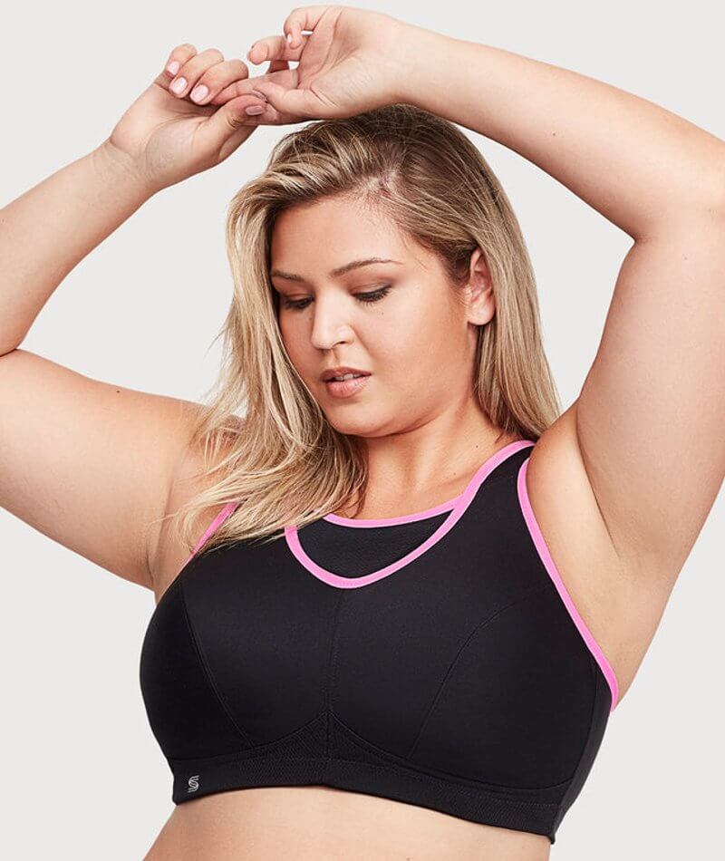 Glamorise No-Bounce Camisole Wire-free Sports Bra - Black/Pink - Image 6