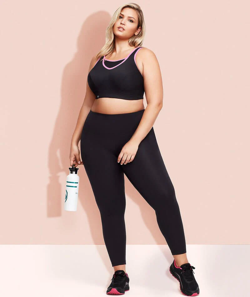 Glamorise No-Bounce Camisole Wire-free Sports Bra - Black/Pink - Image 7