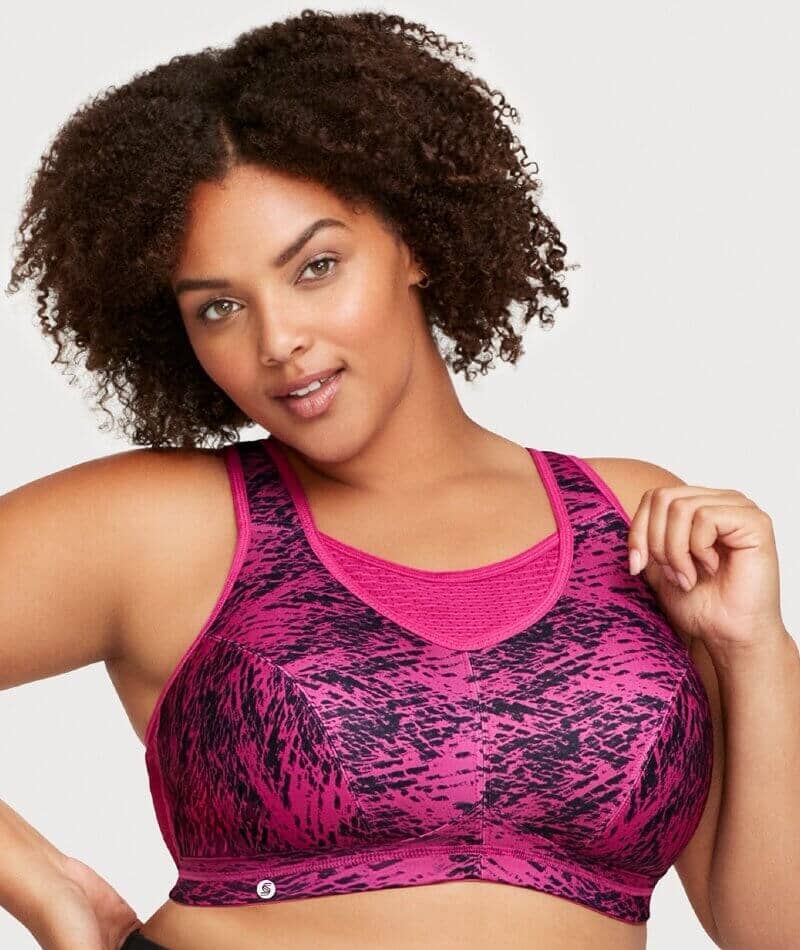 Glamorise No-Bounce Camisole Elite Wire-free Sports Bra - Fuchsia Print - Image 3