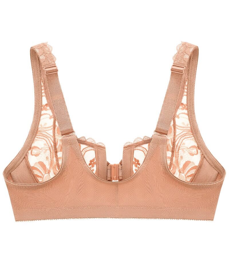 Glamorise WonderWire Front-Closure Stretch Lace Bra - Cappuccino - Image 8