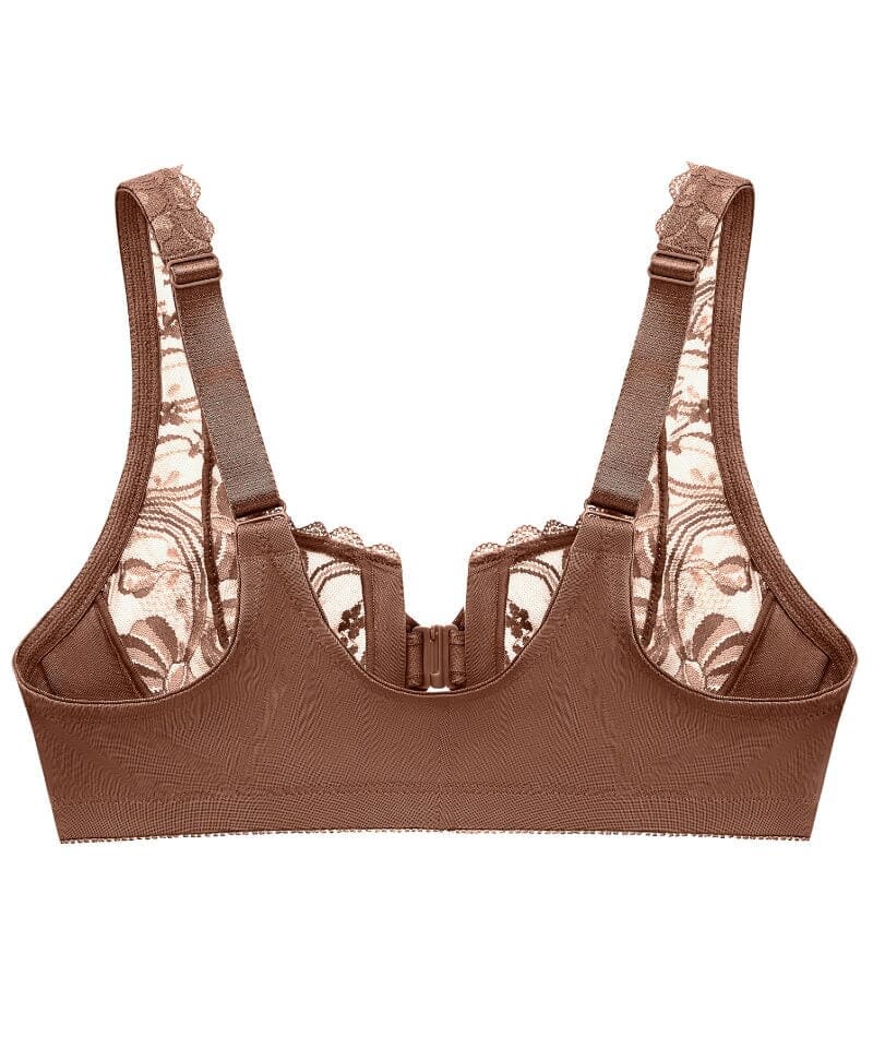 Glamorise WonderWire Front-Closure Stretch Lace Bra - Mocha - Image 6