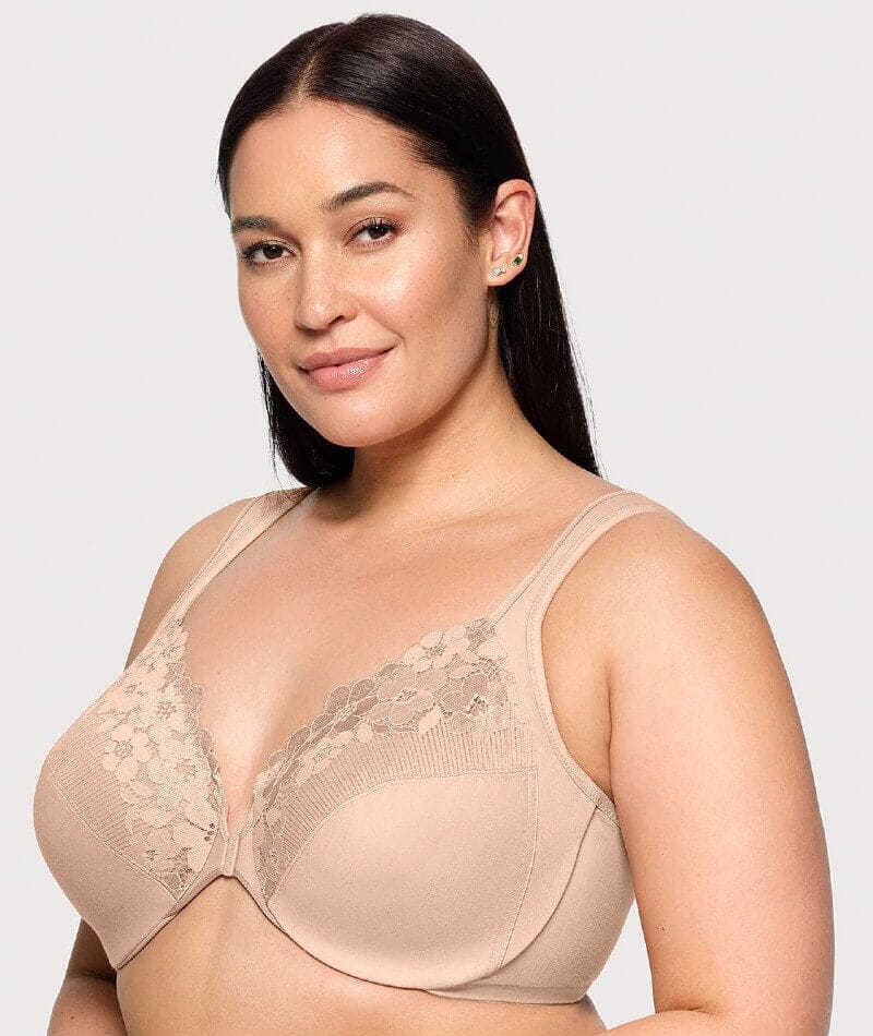 Glamorise WonderWire Front-Closure Cotton Bra - Cafe - Image 3