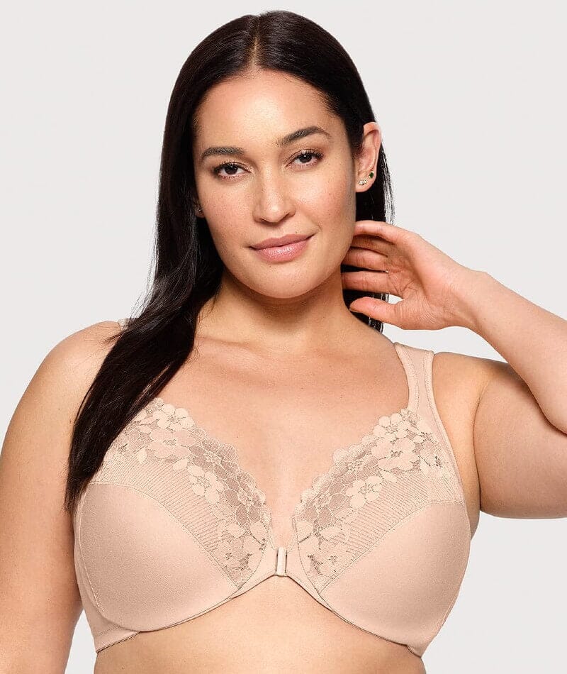 Glamorise WonderWire Front-Closure Cotton Bra - Cafe - Image 4