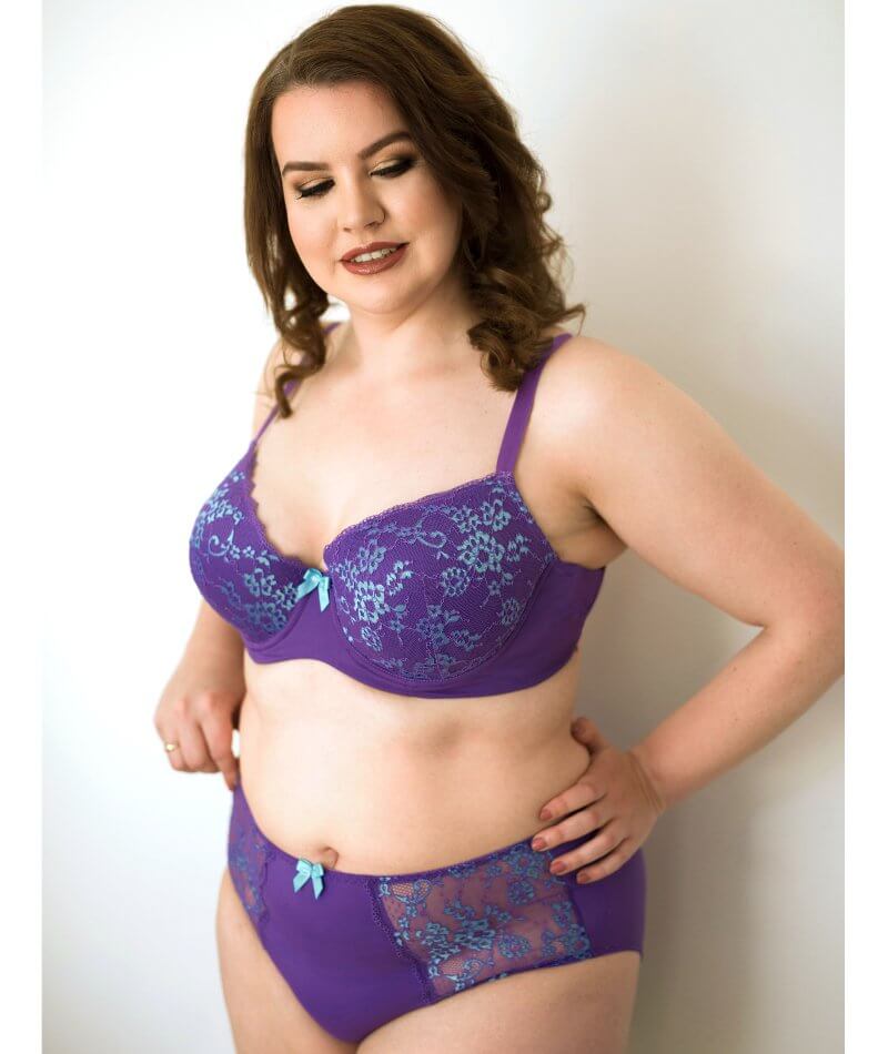 Lady Emprezz Frenchie Padded Shaping Bra - Purple/Aqua - Image 12